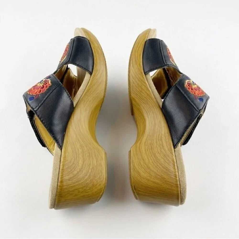 Alegria Linn Floral Embroidered Slip On Leather Sandals Size 38/8-8.5 - Picture 6 of 12